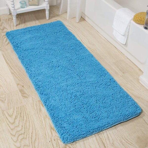 Bedford Home Memory Foam Shag Bath Mat2 ft. by 5 ft. Blue 67A-99100